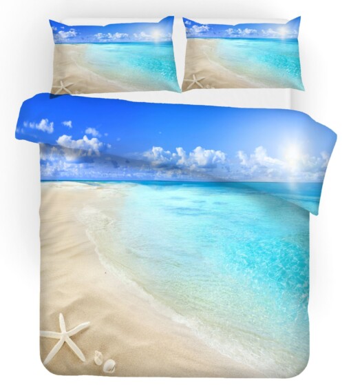 3d Blue Sea Beach Starfish Bedding Set Bedding Sets Duvet