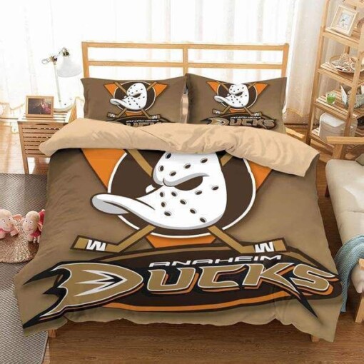 Anaheim Ducks Hockey 2 Duvet Cover Pillowcase Bedding Sets Home