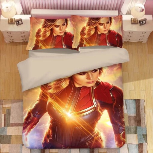 Captain Marvel Carol Danvers 2 Duvet Cover Quilt Cover Pillowcase Bedding