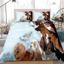 Art Painted Dogs Blue Duvet Cover Bedding Set