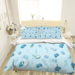 3d Cartoon Blue Conch Bedding Set Bedding Sets Duvet Cover