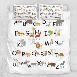 Animal Kids Alphabet Printed Bedding Set Bedding Sets Duvet Cover