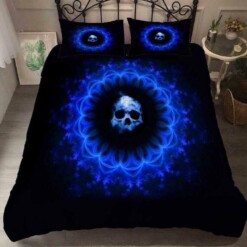 3d Blue Flower Skull Halloween Bedding Set Bedding Sets Duvet