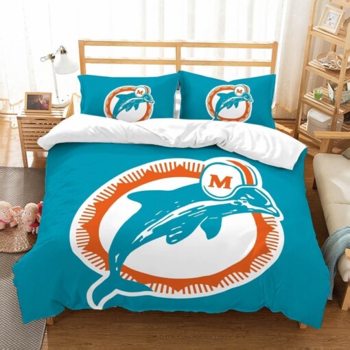 3d Miami Dolphins Duvet Cover Bedding Set Quilt Bed Sets