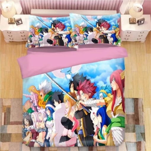 Fairy Tail 5 Duvet Cover Pillowcase Bedding Set Quilt Bed