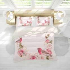 3d Color Flowers Bird Pink Background Comfortable Bedding Set Bedding