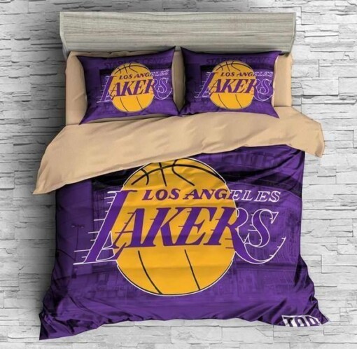 3d Los Angeles Lakers Logo Basketball Bedding Set 1 Duvet