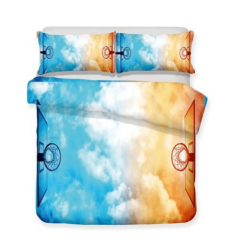 Blue Sky White Clouds Basketball Hoop Bedding Sets Duvet Cover