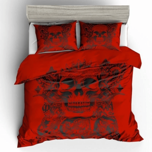 3d Red And Black Sukull Duvet Cover Set Bedding Sets