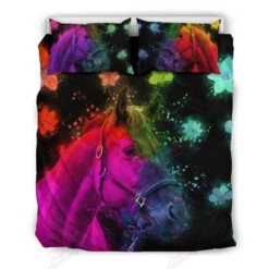 Beautiful Horse Multicolor Printed Bedding Set Bedding Sets Duvet Cover