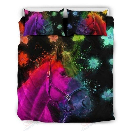 Beautiful Horse Multicolor Printed Bedding Set Bedding Sets Duvet Cover