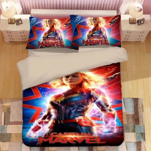 Captain Marvel Carol Danvers 3 Duvet Cover Quilt Cover Pillowcase Bedding