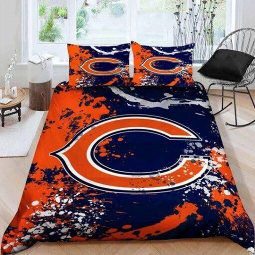 Chicago Bears Logo 3d Duvet Cover Bedding Set Quilt Bed