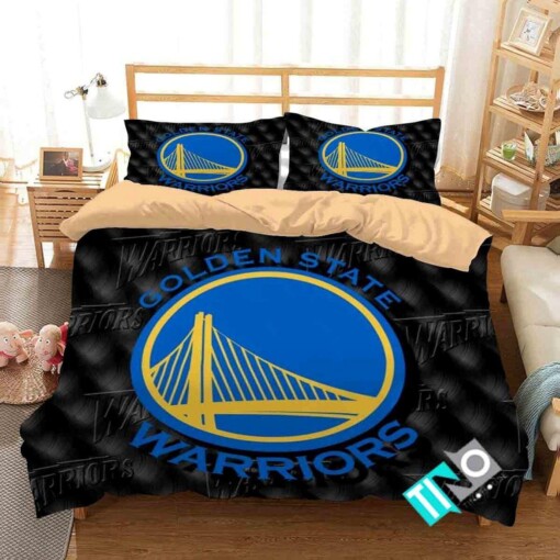 3d Nba Golden State Warriors Logo Duvet Cover Bedding Set