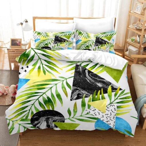 3d Triangle Circle Leaves Bedding Set Bedding Sets Duvet Cover