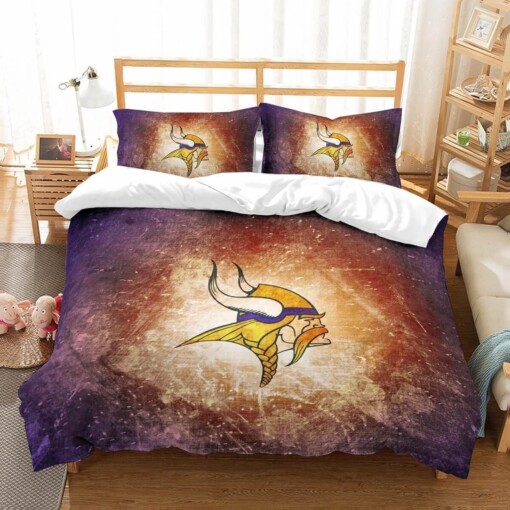 3d Printed Minnesota Vikings Logo Duvet Cover Bedding Set Quilt