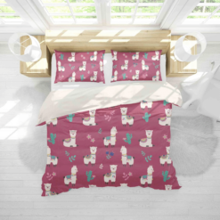 3d Claret Alpaca Pink Bedding Set Bedding Sets Duvet Cover