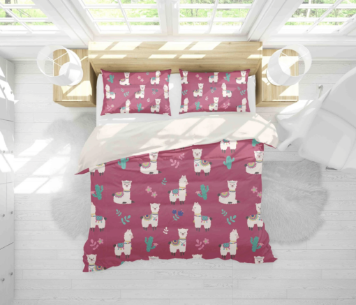 3d Claret Alpaca Pink Bedding Set Bedding Sets Duvet Cover