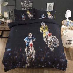 Black Motorcycle Racing Bedding Sets Duvet Cover Bedroom Quilt Bed