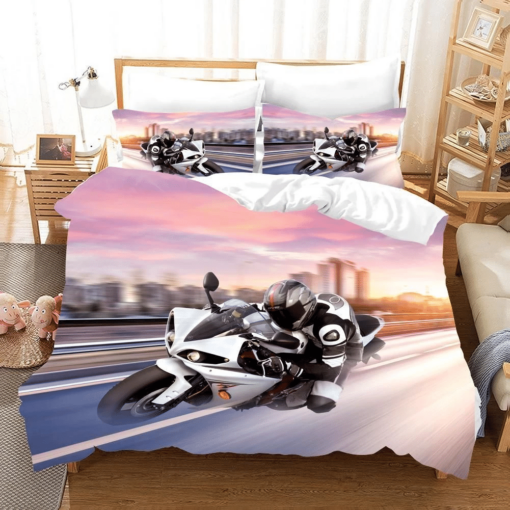 3d Extreme Motorcycle Bedding Set Bedding Sets Duvet Cover Bedroom