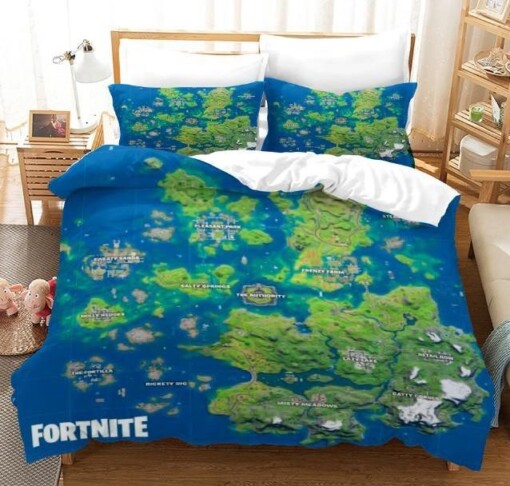 Fortnite Chapter2 Season3 Map 3 Duvet Cover Pillowcase Bedding Sets