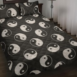 Yin Yang Black Pattern Print Bedding Sets Quilt Quilt Bed