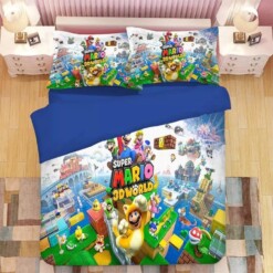 Super Mario Bros 1 Duvet Cover Pillowcase Bedding Set Quilt