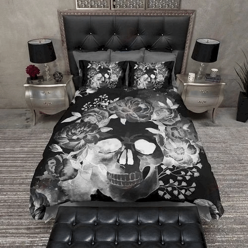 Skull Flowers 02 Bedding Sets Duvet Cover Bedroom Quilt Bed