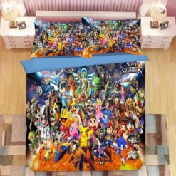 Super Smash Bros Ultimate Mario 8 Duvet Cover Pillowcase Bedding
