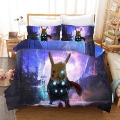 Pokemon Pikachu 17 Duvet Cover Quilt Cover Pillowcase Bedding Sets