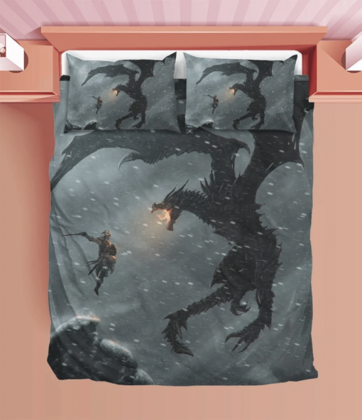 Skyrim Duvet Skyrim Dragon Bedding Sets Comfortable Gift Quilt Bed