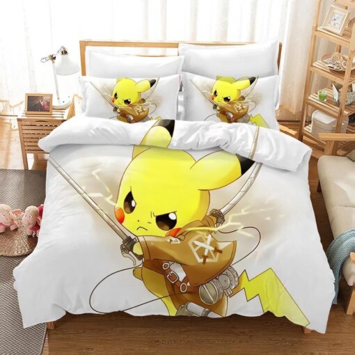 Pokemon Pikachu 4 Duvet Cover Pillowcase Bedding Sets Home Bedroom