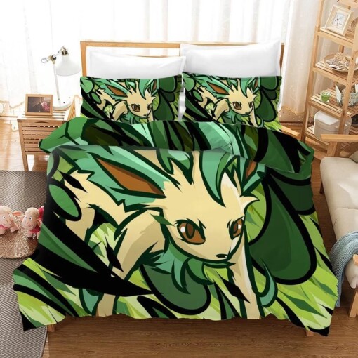 Pokemon Pikachu Leafeon 19 Duvet Cover Quilt Cover Pillowcase Bedding
