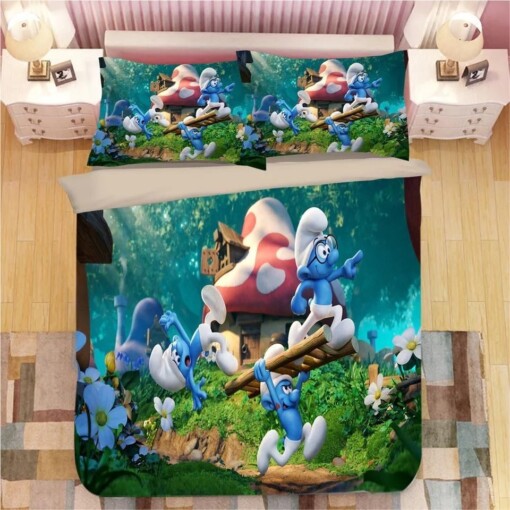 The Smurfs 1 Duvet Cover Pillowcase Bedding Sets Home Decor