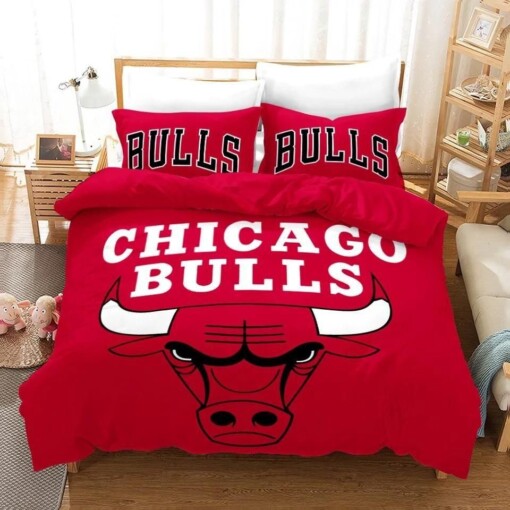 Nba Chicago Bulls Logo Basketball Duvet Cover Bedding Set Quilt