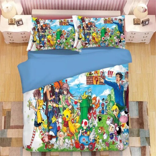 Super Mario Bros 6 Duvet Cover Quilt Cover Pillowcase Bedding