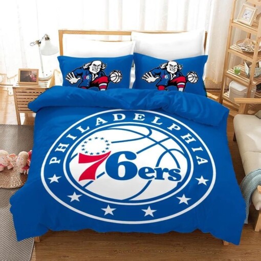 Nba Philadelphia 76ers Basketball Logo Duvet Cover Bedding Set Quilt