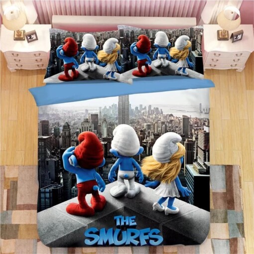 The Smurfs Smurfette 3 Duvet Cover Pillowcase Bedding Sets Home