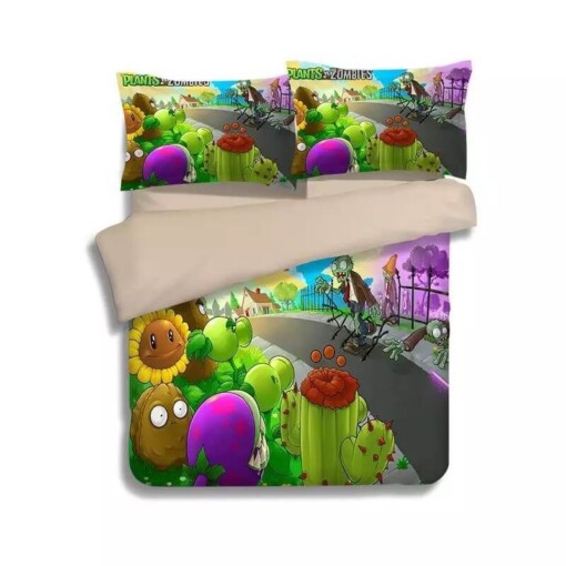 Plants Vs Zombies 3 Duvet Cover Pillowcase Bedding Set Quilt Bed