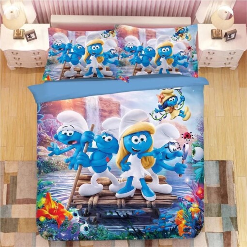 The Smurfs Clumsy Smurf Smurfette 12 Duvet Cover Pillowcase Bedding