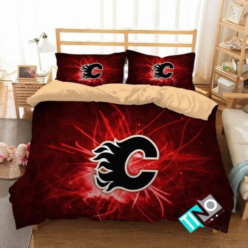 Nhl Calgary Flames 2 Logo 3d Duvet Cover Bedding Sets