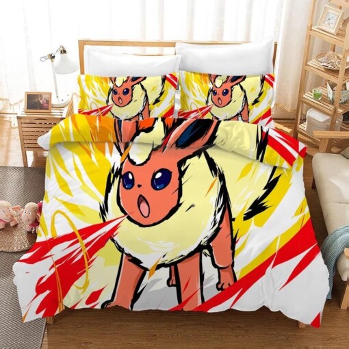 Pokemon Pikachu Flareon 10 Duvet Cover Quilt Cover Pillowcase Bedding