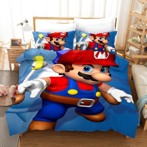 Super Smash Bros Ultimate Mario 20 Duvet Cover Pillowcase Bedding