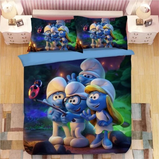 The Smurfs Clumsy Smurf Smurfette 11 Duvet Cover Pillowcase Bedding