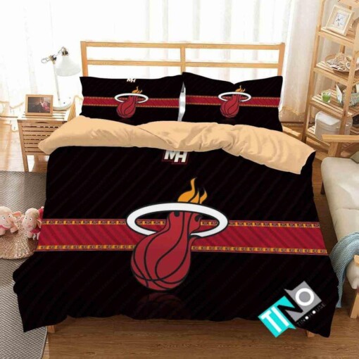 Nba Miami Heat Logo 3d Printed Bedding Set 1 Duvet