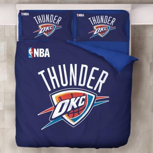 Nba Oklahoma City Thunder Logo Basketball Bedding Set 1 Duvet