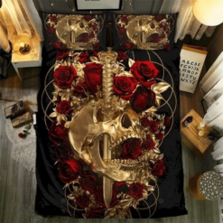 Rose Skull Bedding Sets Duvet Cover Bedroom Quilt Bed Sets