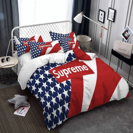 S U P R E M E White Star Red Stripes 3d Printed Bedding Sets Quilt