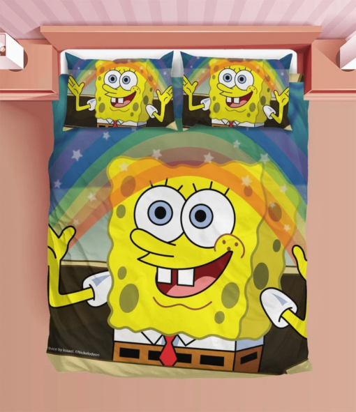 Spongebob Duvet Rainbow Bedding Sets Comfortable Gift Quilt Bed Sets