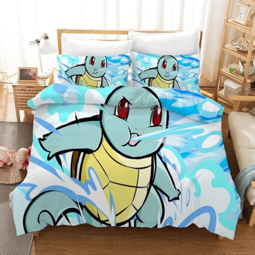 Pokemon Pikachu Squirtle 12 Duvet Cover Quilt Cover Pillowcase Bedding